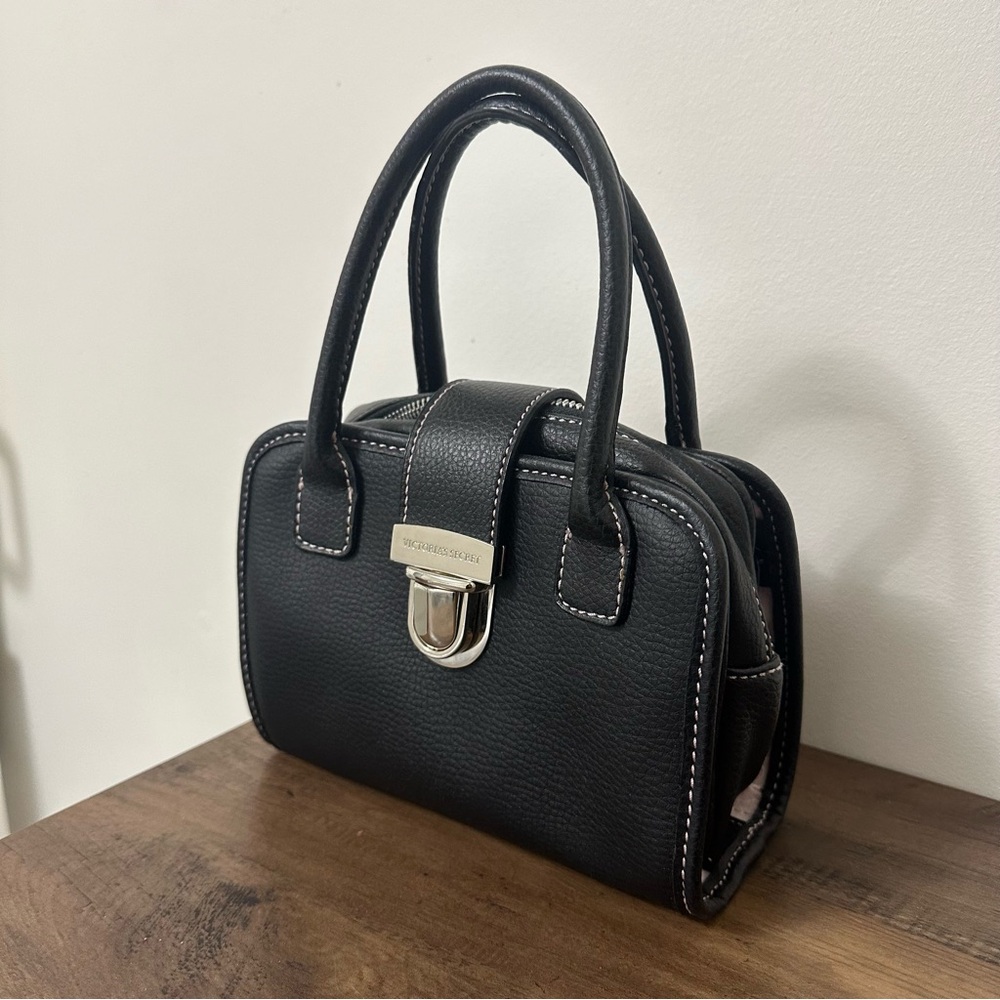 Black Victoria Secret Handbag with Silver Hardware